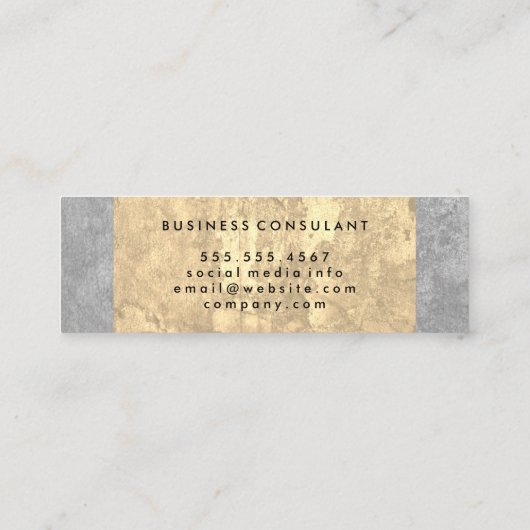 Zwei Tone Luxe Grunge Textur Mini Visitenkarte (Rückseite)