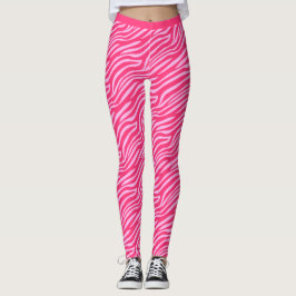 Zwei Tone Neon Pink Tiger Strip Muster Gym Leggings