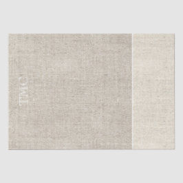Zwei Töne neutrale Beige Linenstoff Monogramm Seidenpapier