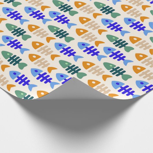 Zwei-Tone-Niedliche Fischknochenmuster Geschenkpapier (Ecke)