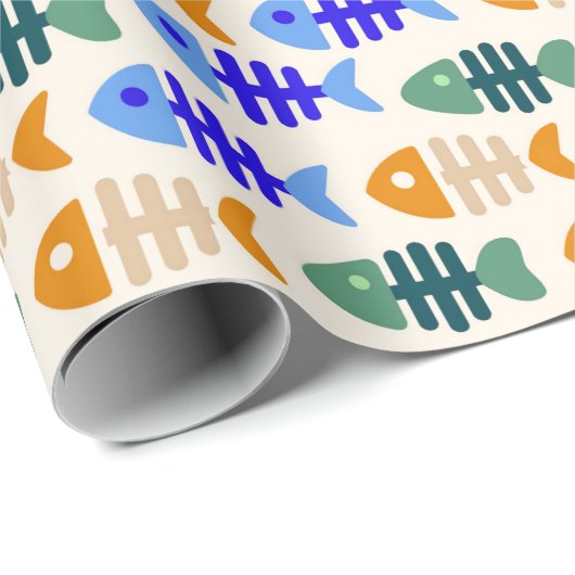 Zwei-Tone-Niedliche Fischknochenmuster Geschenkpapier (Rolleneckpunkt)