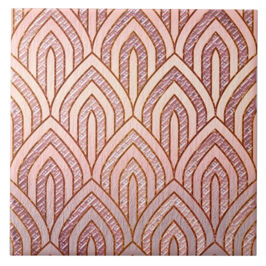 Zwei Tone Pink Art Deco Keramik Fliese (Vorderseite)