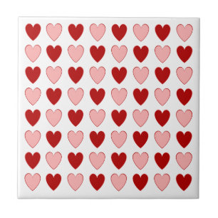 Zwei Tone Red and Pink Hearts Karton-Muster Fliese