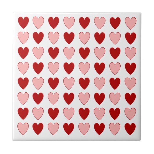 Zwei Tone Red and Pink Hearts Karton-Muster Fliese (Vorderseite)