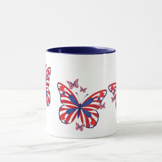 Zwei Tone Red White und Blue Butterfly Tasse (Zentrum)