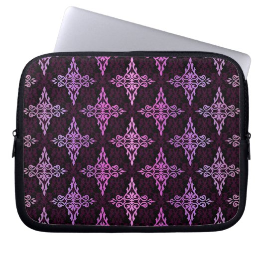 Zwei Tone Rosa und schwarze Damaskus Laptopschutzhülle (Vorderseite)
