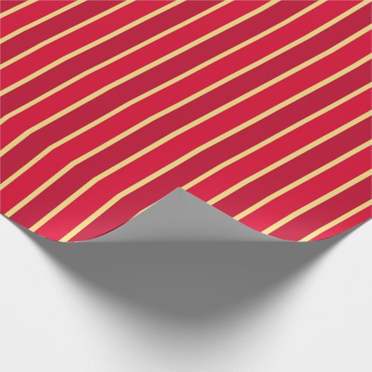 Zwei Tone Rot und Gold Streifen Geschenkpapier (Ecke)