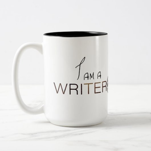 Zwei-Töne Schriftsteller in Motion Kaffee Tasse (Links)