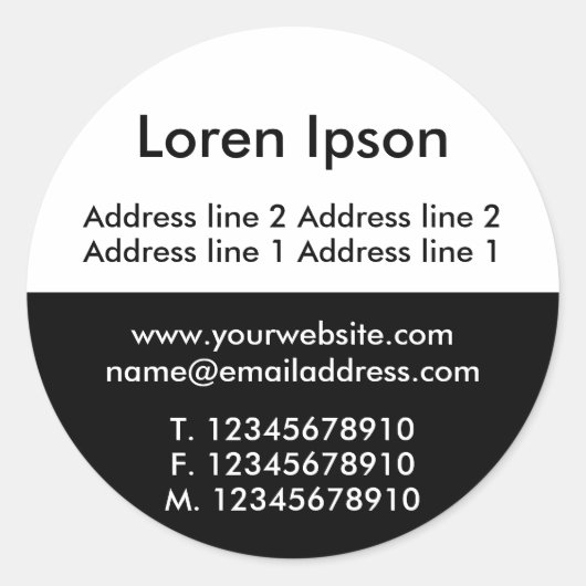 Zwei Tone Schwarz-Weiß-Unternehmen / Profil Runder Aufkleber (Vorderseite)