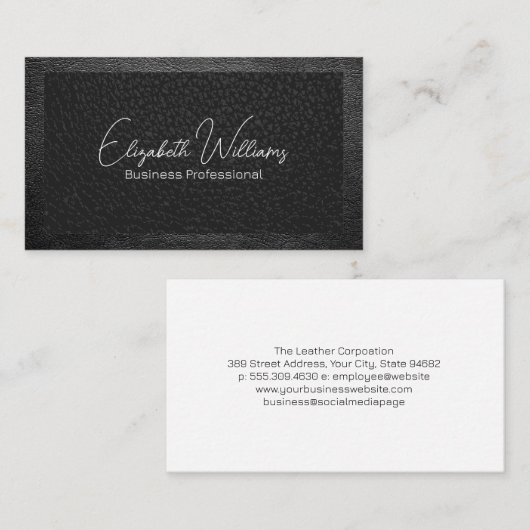 Zwei Tone schwarze Ledertextur Visitenkarte (Vorne/Hinten)