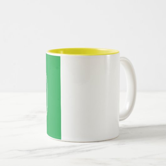 Zwei-Tone-Tasse - Bild 11 oz Gelb hinzufügen Zweifarbige Tasse (VorderseiteRechts)