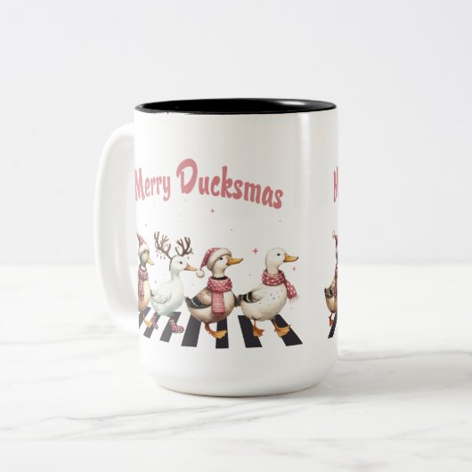 Zwei Tone Tasse Merry Ducksmas (Vorderseite Links)