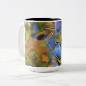 Zwei Töne Tasse mit Foto von indigo bunting (Vorderseite Links)