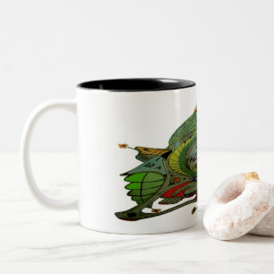 Zwei-Tone-Tasse mit Raumschiff Art 1 b.1 Zweifarbige Tasse