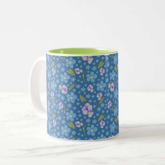 Zwei-Tone-Tasse vergessen-Me-Not und Pansy Zweifarbige Tasse (Vorderseite Links)