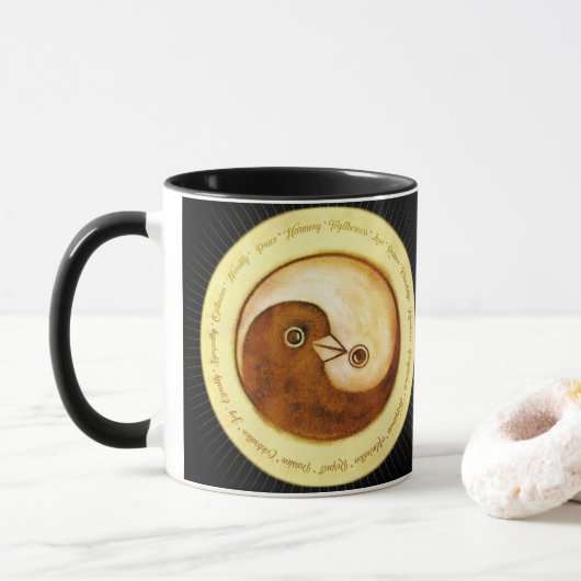 Zwei Töne Tasse Yin Yang Friedenstruppen (Mit Donut)