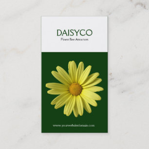 Zwei Tone Vertikal - Gelbe Daisy - Dunkelgrün Visitenkarte