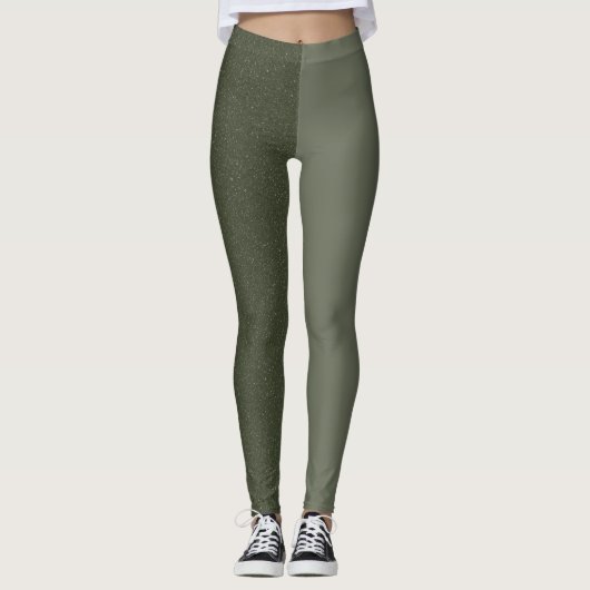 Zwei-Tonen-Moos-grüne Leggings (Matte + Textured) (Vorderseite)
