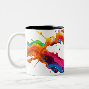 Zwei-Tonen-Tasse 11 oz - Abstraktes Farbschlackdes Zweifarbige Tasse