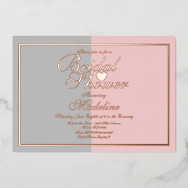 Zwei tönrosa graues Brautparty gepresst Folieneinladung