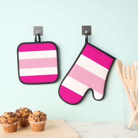 Zwei Tonstreifen Ofenhandschuh & Topflappen-Set (Insitu (Hängend))