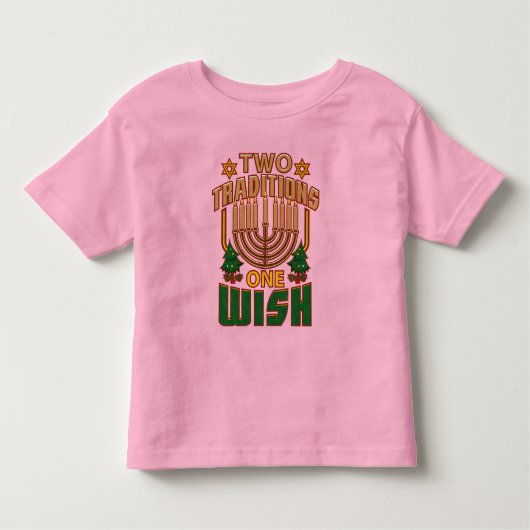 Zwei Traditionen Ein Wunsch Happy Hanukkah Festiva Kleinkind T-shirt (Vorderseite)