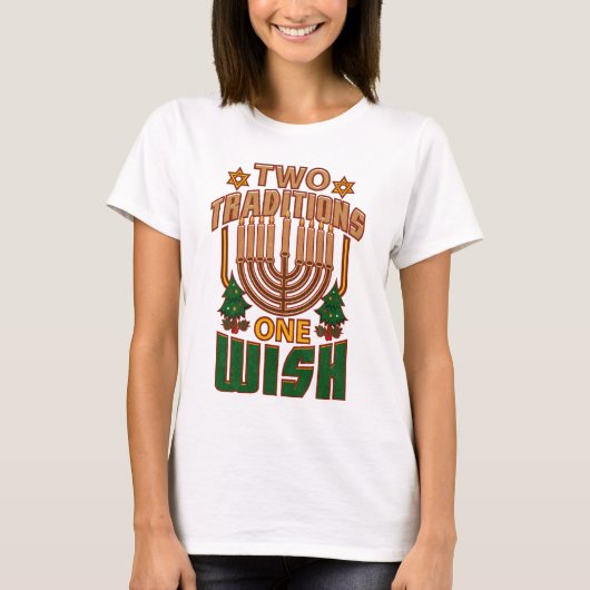 Zwei Traditionen man will Hanukkah Graphic T-Shirt (Vorderseite)