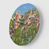 Zwei tratschende Giraffen Große Wanduhr (Winkel)