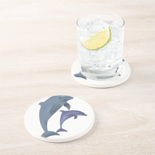 Zwei tropische Delphine springen nebeneinander Getränkeuntersetzer (Seite)