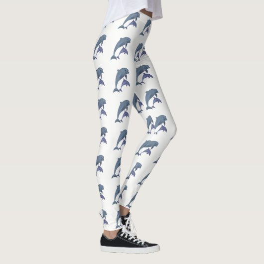 Zwei tropische Delphine springen nebeneinander Leggings (Rechts)