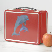 Zwei tropische Delphine springen nebeneinander Metall Lunch Box (Beispiel)