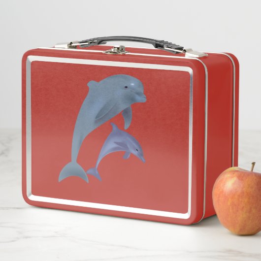 Zwei tropische Delphine springen nebeneinander Metall Lunch Box (Beispiel)