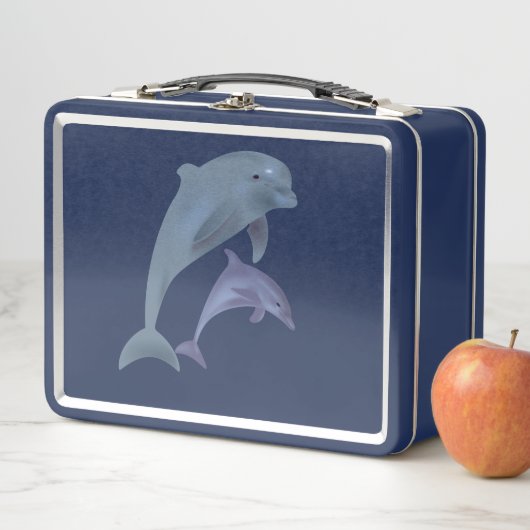 Zwei tropische Delphine springen nebeneinander Metall Lunch Box (Beispiel)
