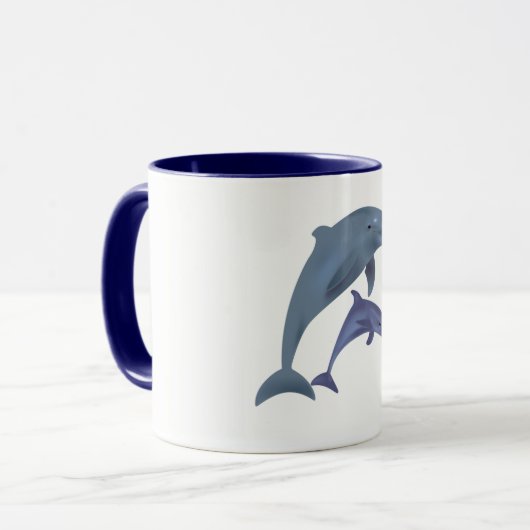 Zwei tropische Delphine springen nebeneinander Tasse (Vorderseite Links)