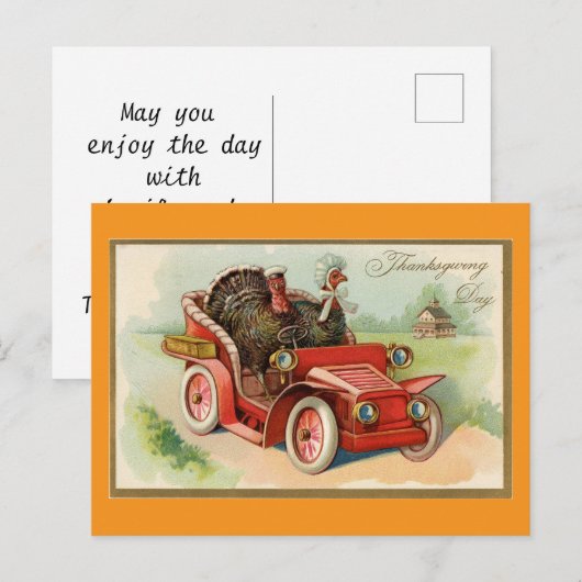 Zwei Truthühner mit Erntedank Postkarte (Vorne/Hinten)