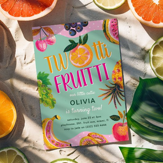 ZWEI-tti Fruitti Whimsical 2. Geburtstag Einladung