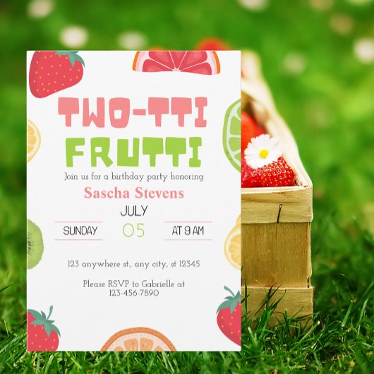 Zwei tti Frutti Geburtstag Postkarte Einladung
