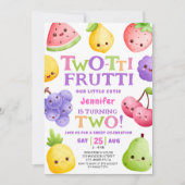Zwei tti Frutti Wasserfarben Girls Fruit 2. Geburt Einladung (Vorderseite)