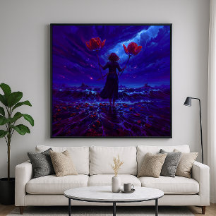 Zwei Tulips - Fantasy Silhouette Design Poster