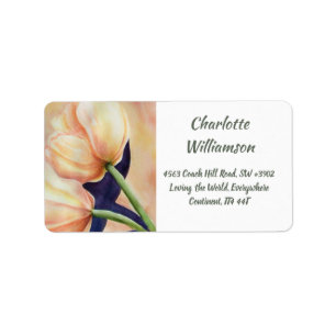 Zwei Tulpe-Blumen in der Watercolor-Adresse Adressaufkleber