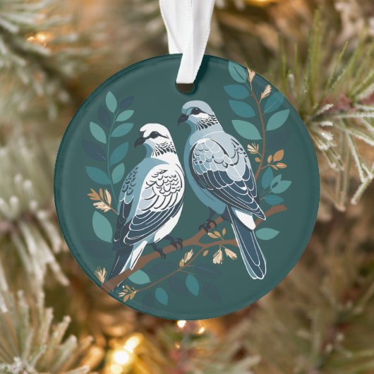 Zwei Turteltauben im Stift 2 Ornament (Baum)