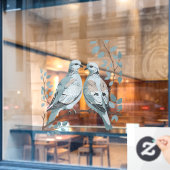 Zwei Turteltauben im Stilstil ausschneiden Fensteraufkleber (Café-Fenster)