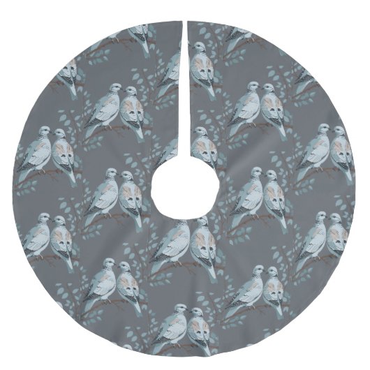 Zwei Turteltauben im Stilstil ausschneiden Polyester Weihnachtsbaumdecke (Vorderseite)