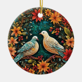 Zwei Turteltauben Keramik Ornament
