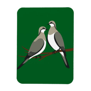 Zwei Turteltauben-Schablone im Retro-Stil 1 Magnet