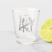 Zwei Turteltauben-Schablone im Retro-Stil 7 Schnapsglas (Rückseite)