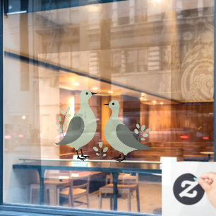Zwei Turteltauben-Schablone im Retro-Stil 8 Fensteraufkleber