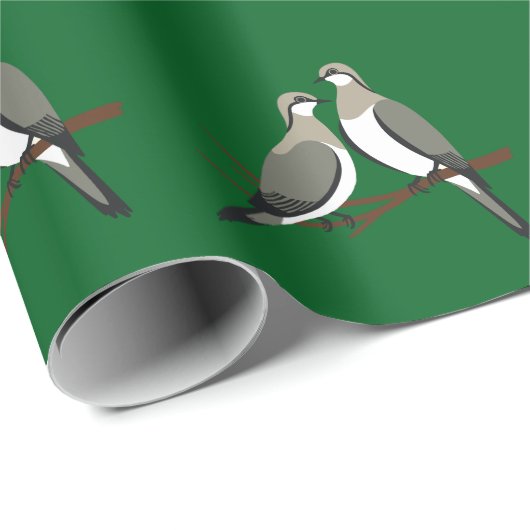 Zwei Turteltauben Schneiden Stencil Retro Stil 1 Geschenkpapier (Rolleneckpunkt)