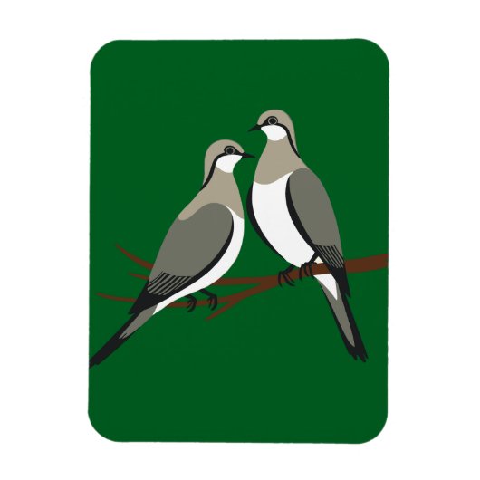 Zwei Turteltauben Schneiden Stencil Retro Stil 1 Magnet (Vertikal)