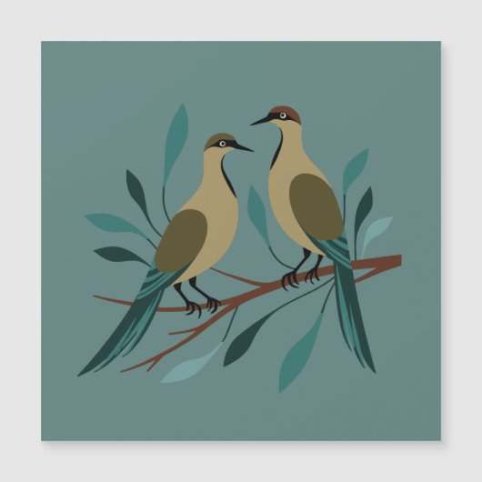 Zwei Turteltauben Schneiden Stencil Retro Stil 3 Magnetkarte (Vorderseite)